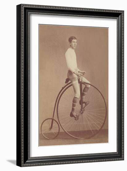 Photo of Man on Vintage Bicycle-null-Framed Premium Giclee Print