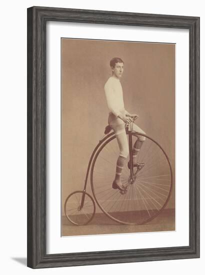 Photo of Man on Vintage Bicycle-null-Framed Art Print