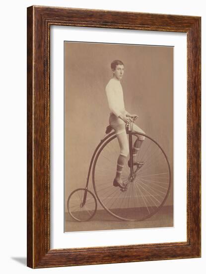 Photo of Man on Vintage Bicycle-null-Framed Art Print