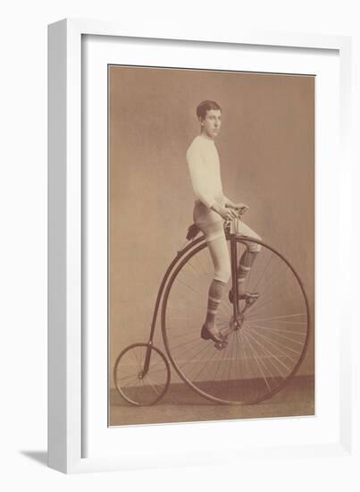 Photo of Man on Vintage Bicycle-null-Framed Art Print