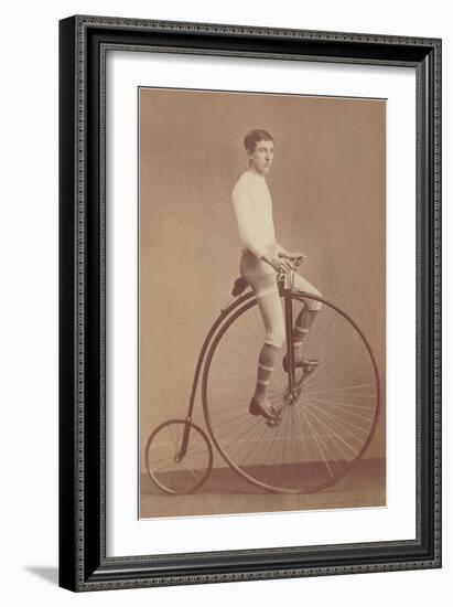 Photo of Man on Vintage Bicycle-null-Framed Art Print