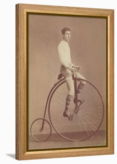 Photo of Man on Vintage Bicycle-null-Framed Stretched Canvas