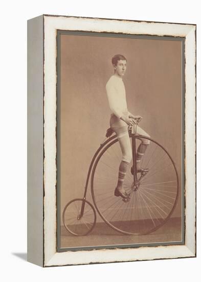 Photo of Man on Vintage Bicycle-null-Framed Stretched Canvas