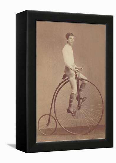 Photo of Man on Vintage Bicycle-null-Framed Stretched Canvas