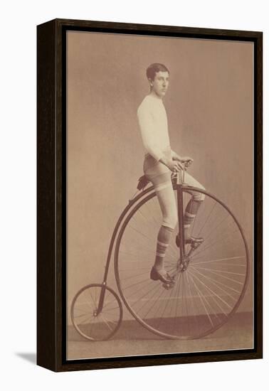 Photo of Man on Vintage Bicycle-null-Framed Stretched Canvas