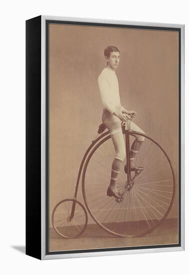 Photo of Man on Vintage Bicycle-null-Framed Stretched Canvas