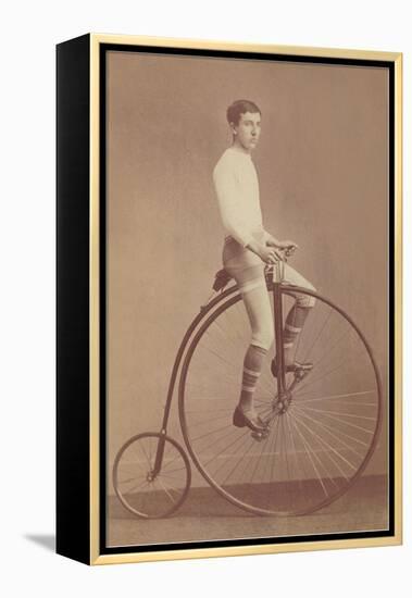 Photo of Man on Vintage Bicycle-null-Framed Stretched Canvas