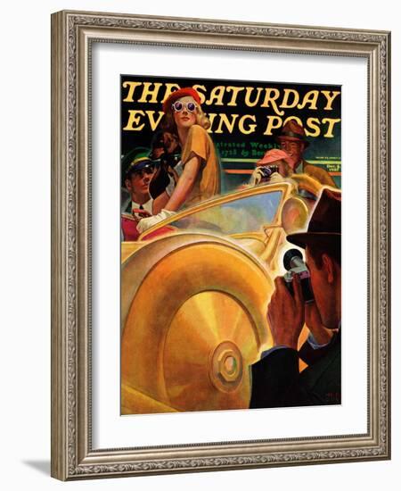 "Photo Opportunity," Saturday Evening Post Cover, December 4, 1937-Michael Dolas-Framed Giclee Print