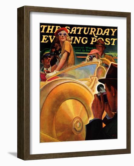 "Photo Opportunity," Saturday Evening Post Cover, December 4, 1937-Michael Dolas-Framed Giclee Print