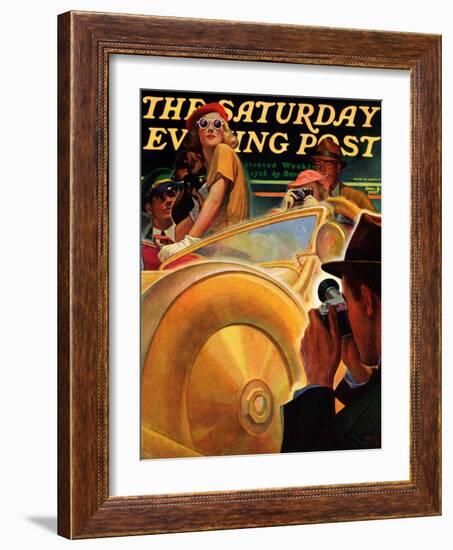 "Photo Opportunity," Saturday Evening Post Cover, December 4, 1937-Michael Dolas-Framed Giclee Print