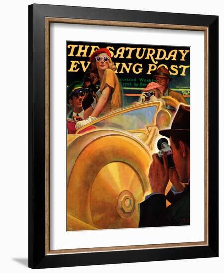 "Photo Opportunity," Saturday Evening Post Cover, December 4, 1937-Michael Dolas-Framed Giclee Print