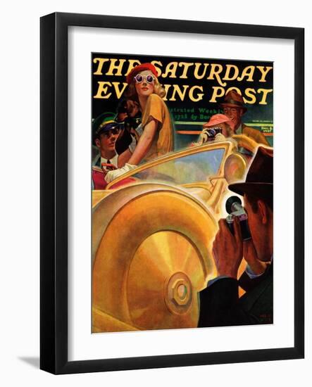 "Photo Opportunity," Saturday Evening Post Cover, December 4, 1937-Michael Dolas-Framed Giclee Print