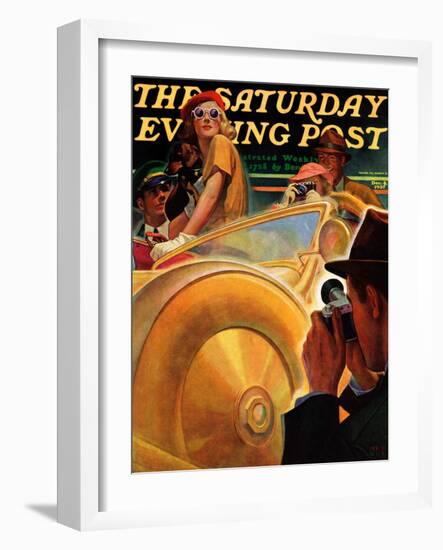 "Photo Opportunity," Saturday Evening Post Cover, December 4, 1937-Michael Dolas-Framed Giclee Print