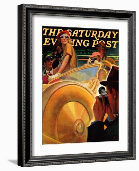 "Photo Opportunity," Saturday Evening Post Cover, December 4, 1937-Michael Dolas-Framed Giclee Print