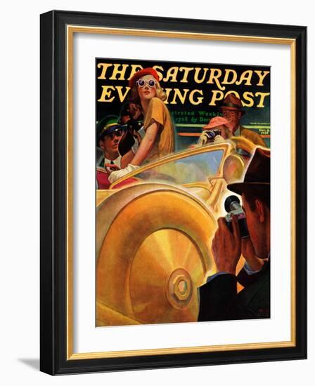 "Photo Opportunity," Saturday Evening Post Cover, December 4, 1937-Michael Dolas-Framed Giclee Print