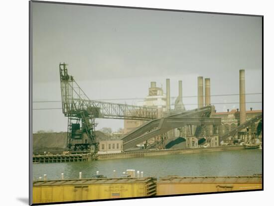 Photo Taken from Window of a Train Showing Industrial Waterfront Scene-Walker Evans-Mounted Photographic Print