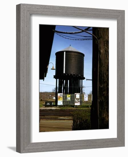 Photo Taken from Window of a Train Showing Water Storage Tower Beside Tracks-Walker Evans-Framed Photographic Print