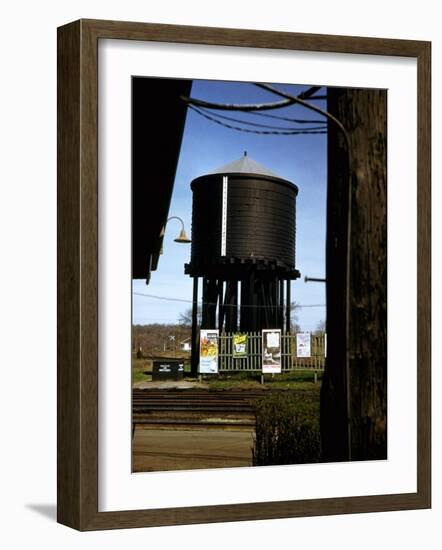 Photo Taken from Window of a Train Showing Water Storage Tower Beside Tracks-Walker Evans-Framed Photographic Print