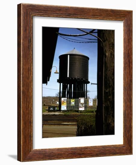 Photo Taken from Window of a Train Showing Water Storage Tower Beside Tracks-Walker Evans-Framed Photographic Print