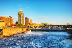 Downtown Minneapolis, Minnesota at Night Time and Saint Anthony Falls-photo.ua-Photographic Print