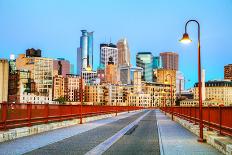 Downtown Minneapolis, Minnesota at Night Time and Saint Anthony Falls-photo.ua-Photographic Print