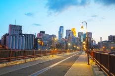 Downtown Minneapolis, Minnesota at Night Time and Saint Anthony Falls-photo.ua-Photographic Print