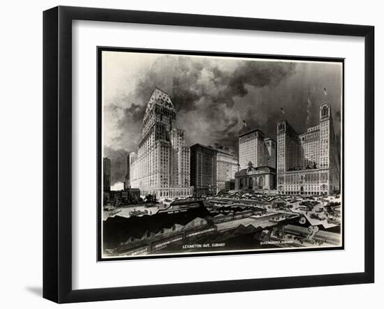 Photograph of a Drawing of Subway Routes around Pershing Square by H. Bierdermann, 1919-Byron Company-Framed Giclee Print