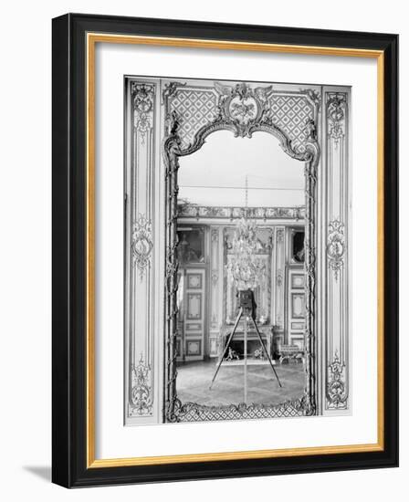 Photograph of a Mirror at the Chateau de Versailles with the Reflection of Giraudon's Camera-Adolphe Giraudon-Framed Giclee Print