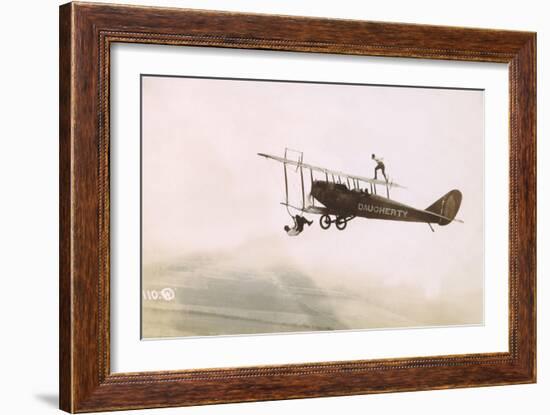 Photograph of a Wingwalkers on a Biplane-null-Framed Giclee Print