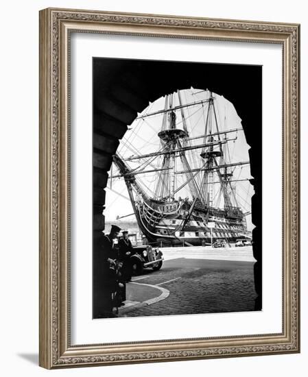 Photograph of H.M.S. Victory Docked-null-Framed Photographic Print