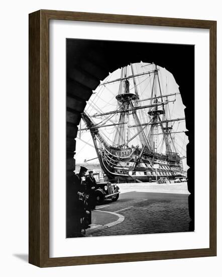 Photograph of H.M.S. Victory Docked-null-Framed Photographic Print