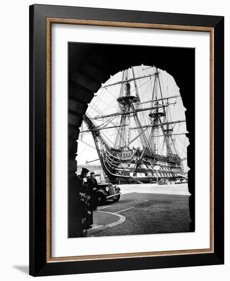 Photograph of H.M.S. Victory Docked-null-Framed Photographic Print