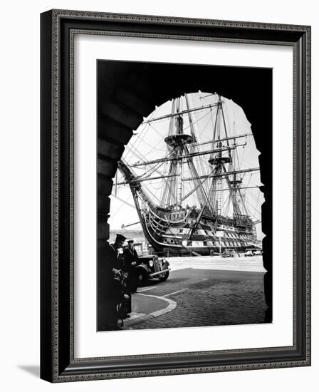 Photograph of H.M.S. Victory Docked-null-Framed Photographic Print