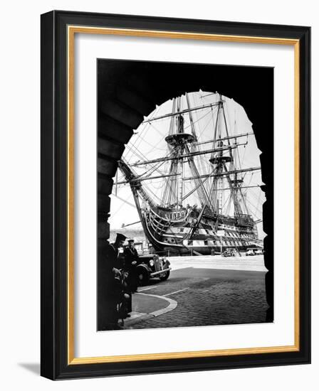 Photograph of H.M.S. Victory Docked-null-Framed Photographic Print