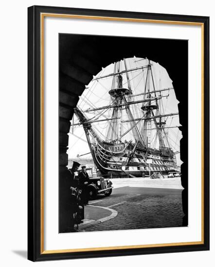 Photograph of H.M.S. Victory Docked-null-Framed Photographic Print