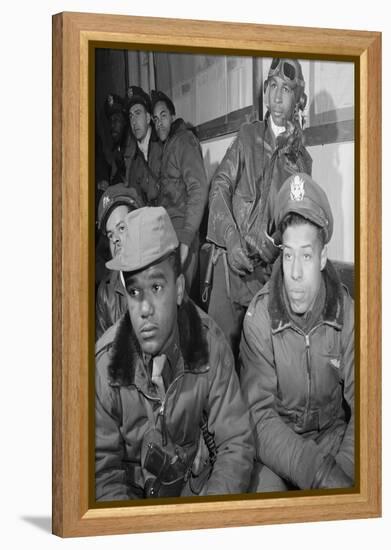 Photograph of Tuskegee Airmen Attending a Briefing in Ramitelli, Italy, March 1945-null-Framed Stretched Canvas