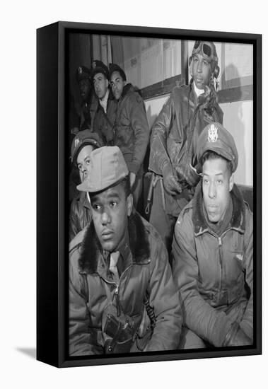 Photograph of Tuskegee Airmen Attending a Briefing in Ramitelli, Italy, March 1945-null-Framed Stretched Canvas