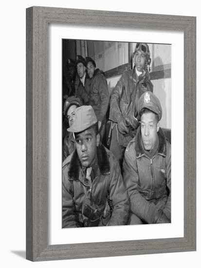 Photograph of Tuskegee Airmen Attending a Briefing in Ramitelli, Italy, March 1945-null-Framed Art Print