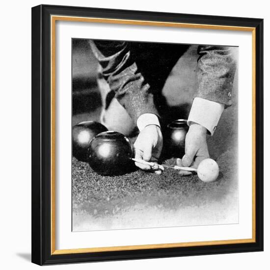 Photograph Showing the Measuring from a 'Jack' During a Game of Bowls, Britain, 1903-null-Framed Photographic Print