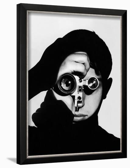 Photographer Dennis Stock Holding Camera to His Face-Andreas Feininger-Framed Photographic Print