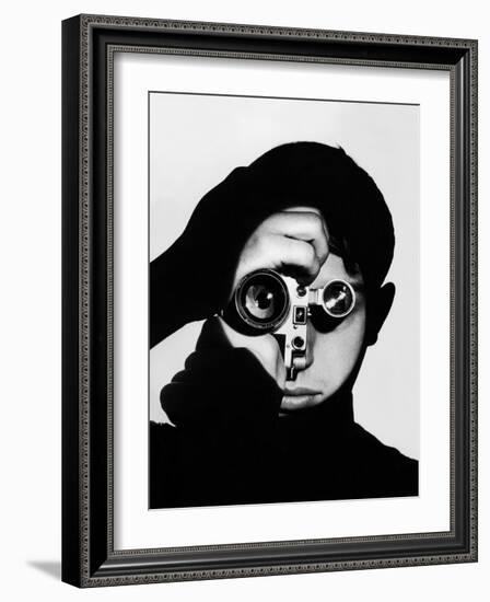 Photographer Dennis Stock Holding Camera to His Face-Andreas Feininger-Framed Premium Photographic Print