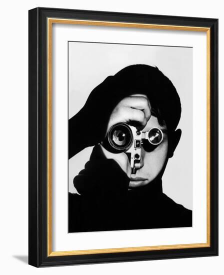 Photographer Dennis Stock Holding Camera to His Face-Andreas Feininger-Framed Premium Photographic Print