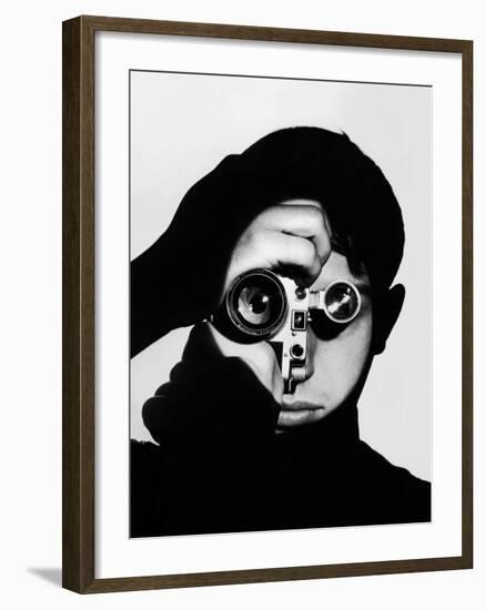 Photographer Dennis Stock Holding Camera to His Face-Andreas Feininger-Framed Premium Photographic Print