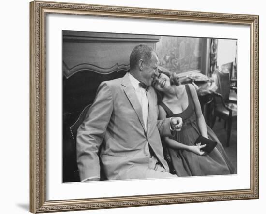 Photographer John Swope Sitting with Actress Jane Fonda During a Cocktail Party Given for Her-Allan Grant-Framed Premium Photographic Print