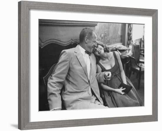 Photographer John Swope Sitting with Actress Jane Fonda During a Cocktail Party Given for Her-Allan Grant-Framed Premium Photographic Print