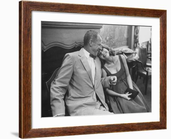 Photographer John Swope Sitting with Actress Jane Fonda During a Cocktail Party Given for Her-Allan Grant-Framed Premium Photographic Print