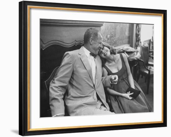 Photographer John Swope Sitting with Actress Jane Fonda During a Cocktail Party Given for Her-Allan Grant-Framed Premium Photographic Print