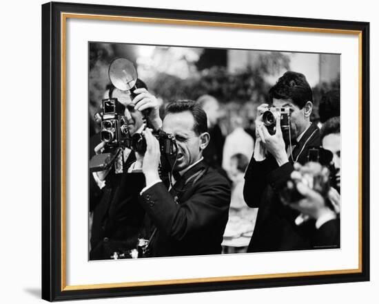 Photographers at Work During the Cannes Film Festival-Paul Schutzer-Framed Photographic Print