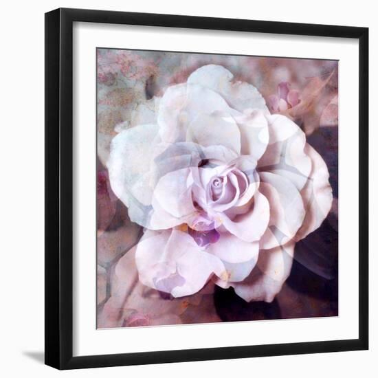 Photographic Layer Work of a White Rose-Alaya Gadeh-Framed Photographic Print