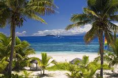 Sail Boat Seen through Palm Trees, Mamanuca Group Islands, Fiji-PhotoImages-Photographic Print